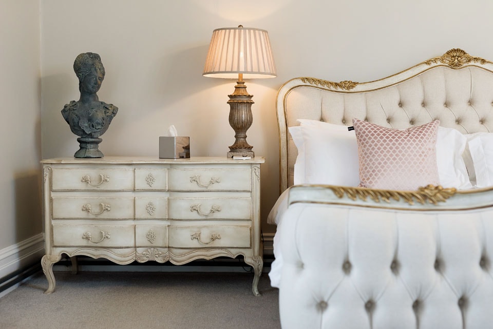Gainsborough Suite bed and antique furniture detail