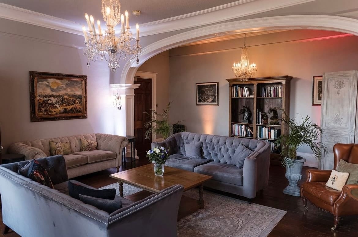 Elegant reception room at Glewstone Court
